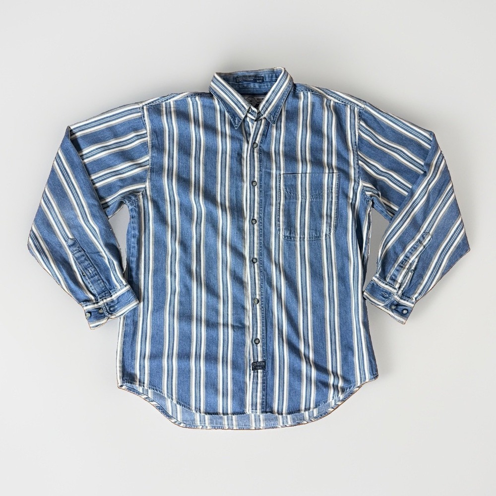 Vintage Men's 1990s/Y2k Coliseum Jeanswear Denim Button-down Shirt Size M